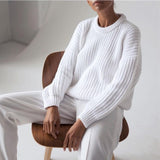 Casual striped ladies sweater - WOMONA.COM