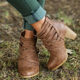 Thick Heel Hollow Short Boots - WOMONA.COM