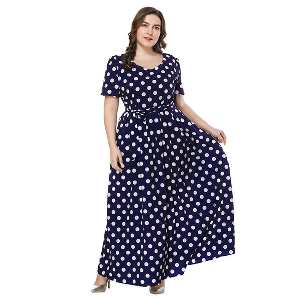 Plus size women's polka dot dress - WOMONA.COM