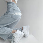 Buttoned Drape Loose Straight Fit Jeans - WOMONA.COM