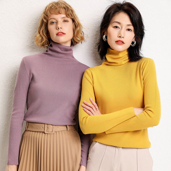 Turtleneck knitted sweater - WOMONA.COM