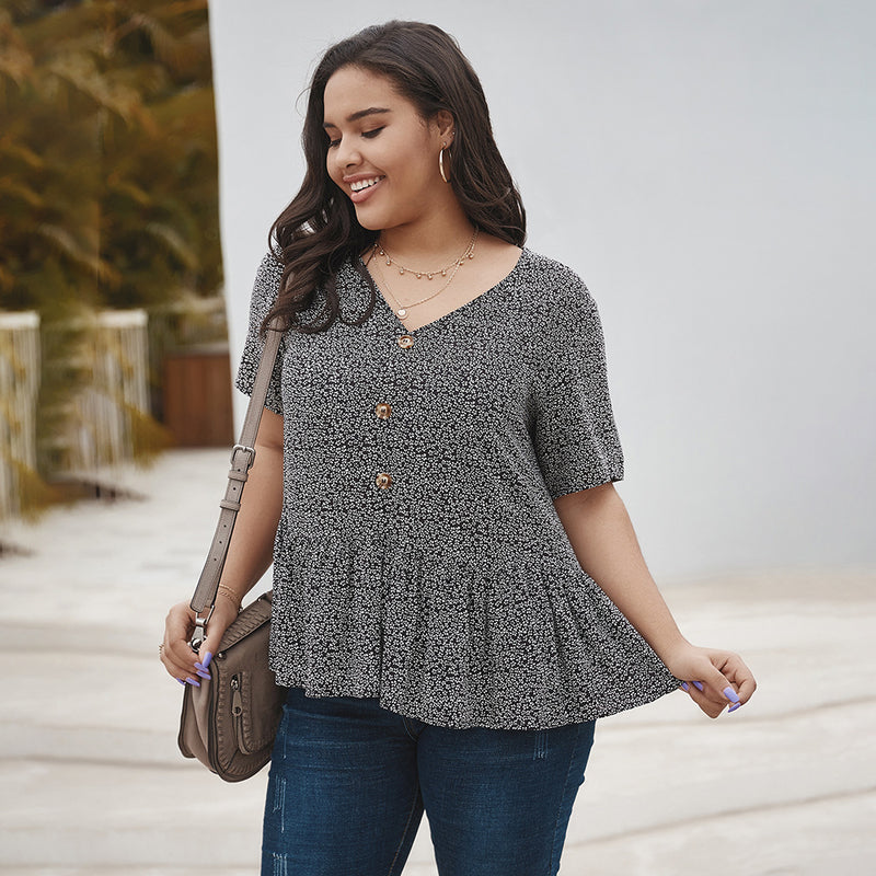 Plus size women's short sleeve shirt - WOMONA.COM