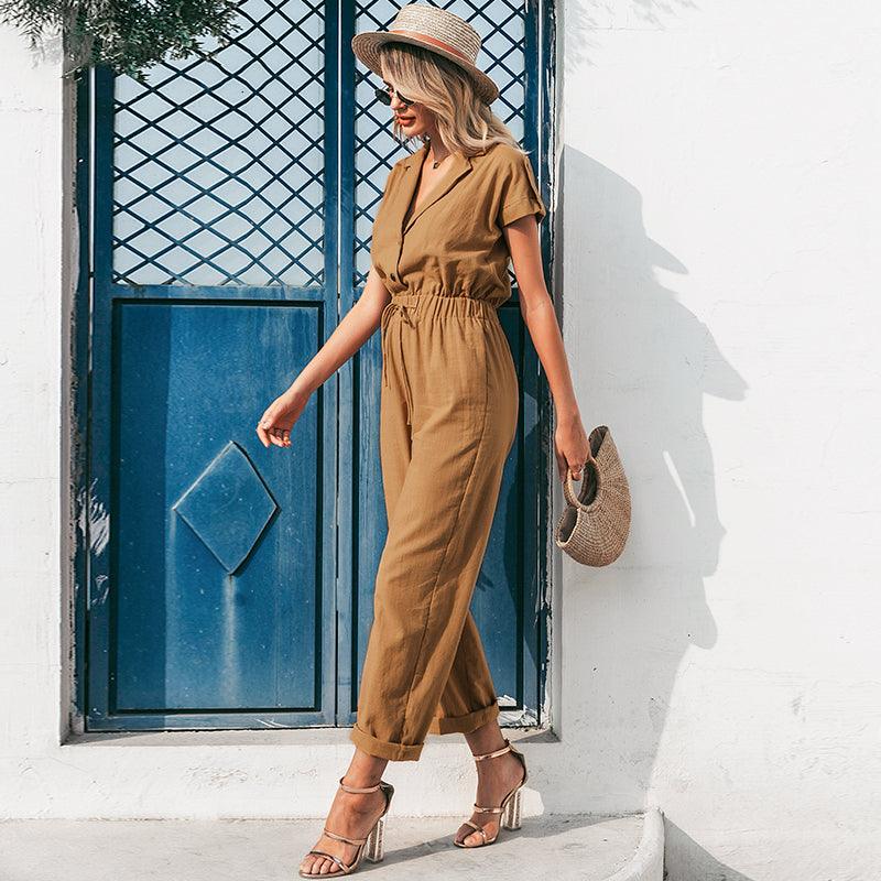 solid color piece wide leg pants - WOMONA.COM