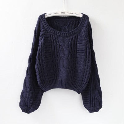 Lantern Sleeve Short Sweater - WOMONA.COM