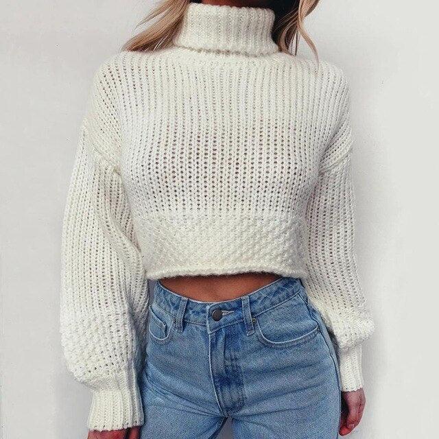 Loose sleeve knitted woolen sweater - WOMONA.COM