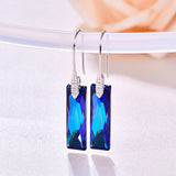 Rectangular geometric crystal earrings - WOMONA.COM