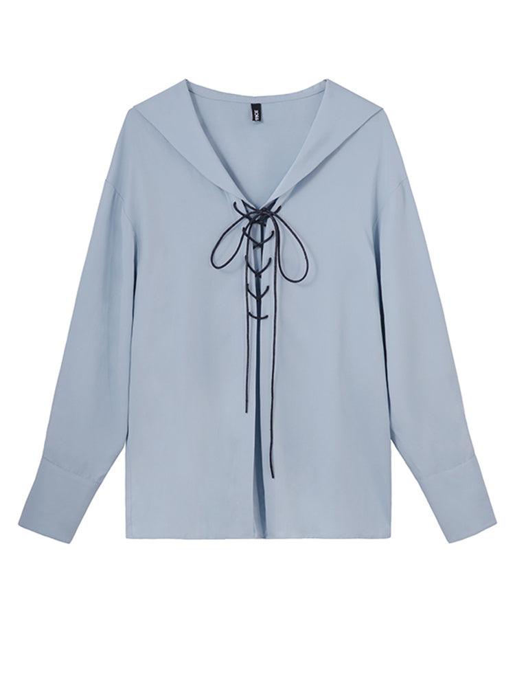 Retro design long sleeve shirt - WOMONA.COM