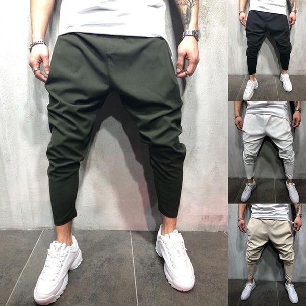 Solid color jogging pants sweatpants - WOMONA.COM