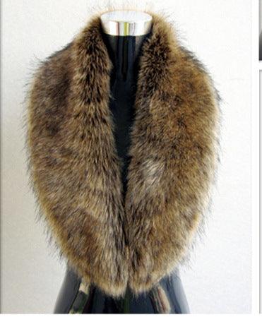 Faux fur scarf, thick collar style in brown and dark-tan.
