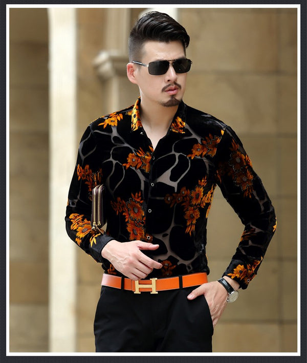 Long Sleeve Slim Fashion Shirt Men - WOMONA.COM