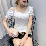 Summer Korean Slim Short Sleeve T-shirt Women - WOMONA.COM