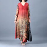 Silk plus size printed dress - WOMONA.COM