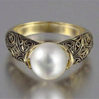 Inlaid artificial ABS pearl ring - WOMONA.COM