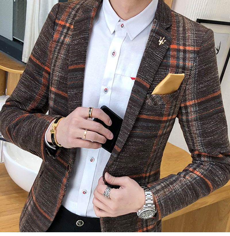 Men Blazer Slim Fit Designs Male - WOMONA.COM