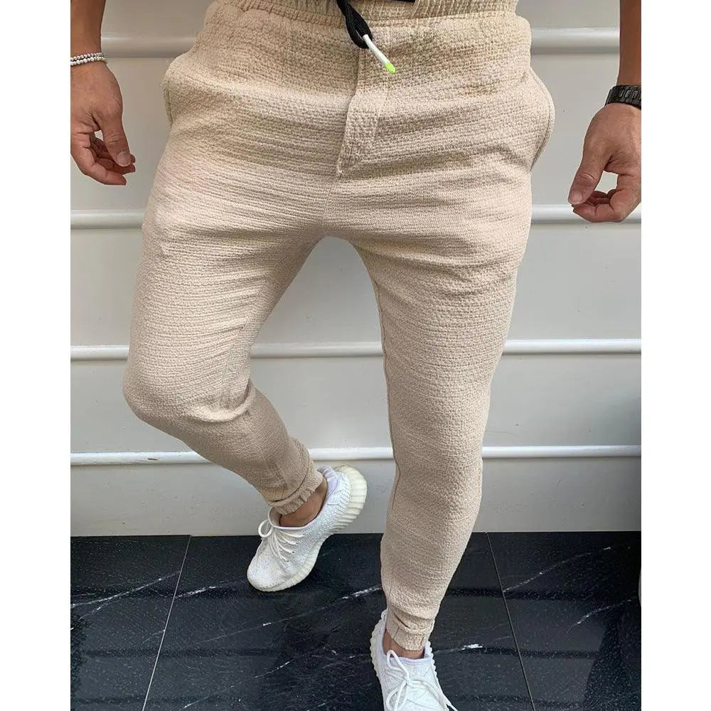 Solid color feet tighten sweatpants men's - WOMONA.COM