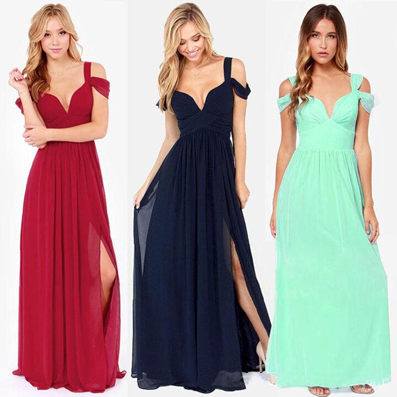Elegant Greek Style Chiffon Pleated Dress - WOMONA.COM