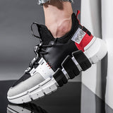 Leather panel casual sneakers - WOMONA.COM