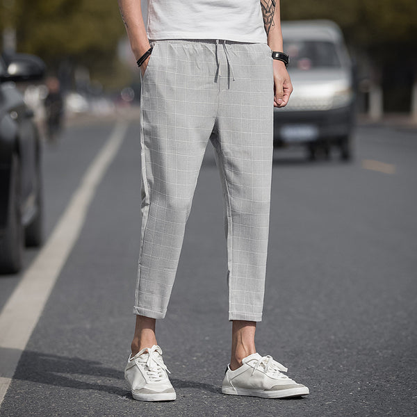 Men's checked casual pants - WOMONA.COM