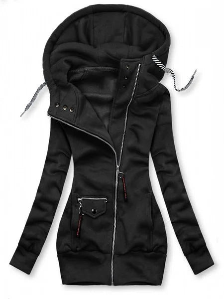 winter stitching hooded slim coat - WOMONA.COM