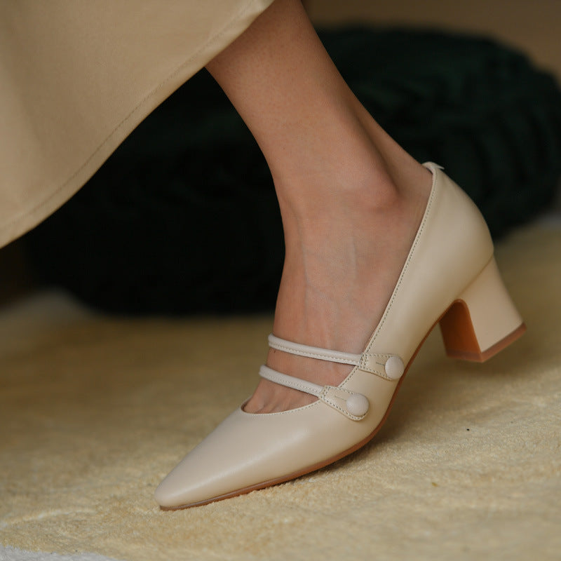 Mary pearl mid heel shoes - WOMONA.COM
