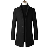 Dtand-collar Woolen Trench Coat - WOMONA.COM