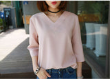 Korean style short sleeve chiffon shirt women - WOMONA.COM