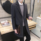 Slim-fit woolen men's trench coat - WOMONA.COM