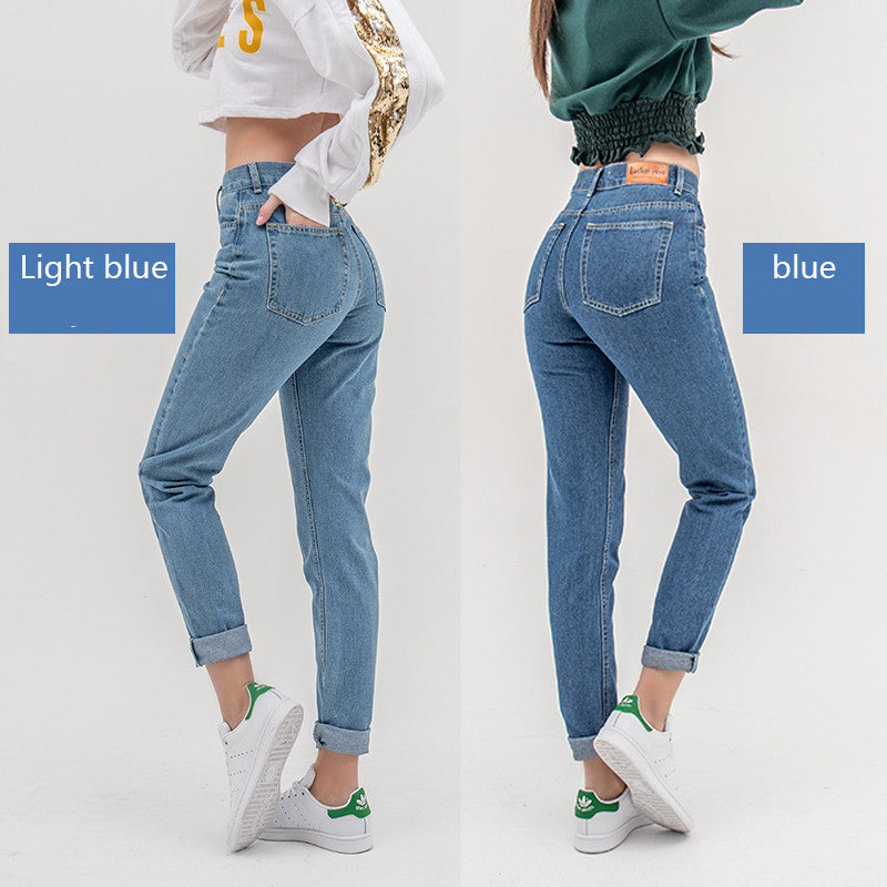 High Waist Plus Size Boyfriend Jeans for Women mom jeans - WOMONA.COM