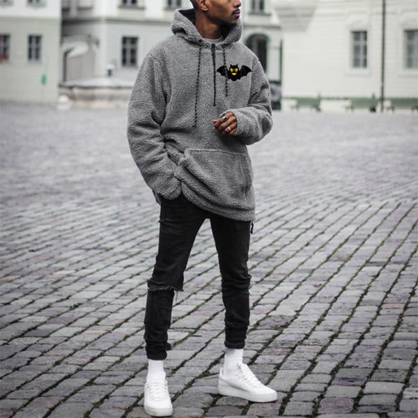 Bat Hoodie Loose Pullover Grey Sweatshirt - WOMONA.COM