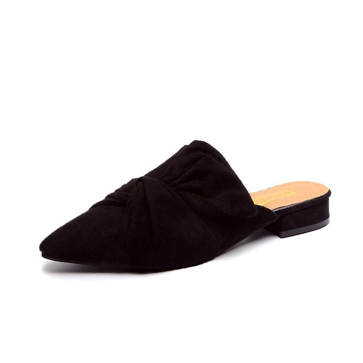 Suede pointed slippers - WOMONA.COM