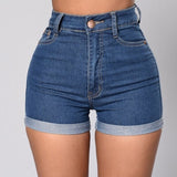Denim shorts curled hot pants - WOMONA.COM