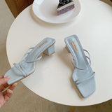 Thin belt thick heel female sandals - WOMONA.COM