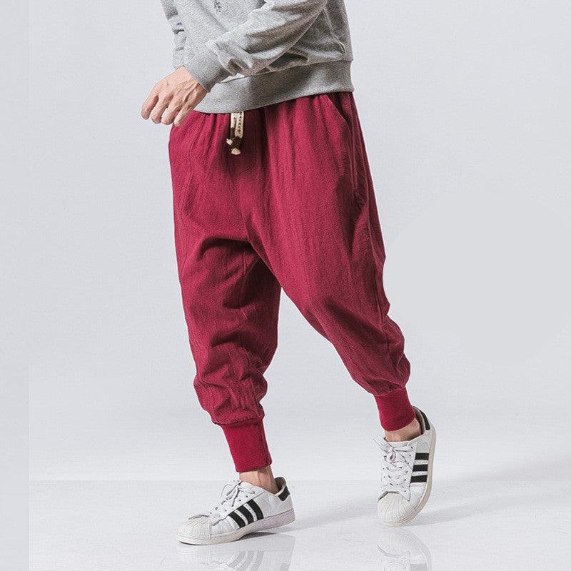 Slim Pants Men's Solid Color Harem Trousers - WOMONA.COM
