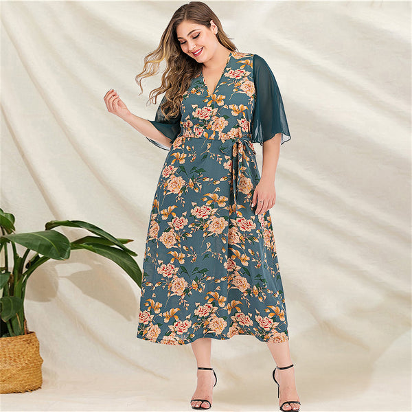 Plus size print dress - WOMONA.COM