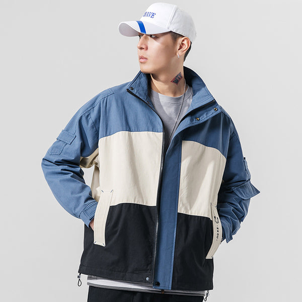 Color block casual jacket - WOMONA.COM