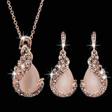 Retro Water Drop Necklace And Earrings Two-piece Set - WOMONA.COM