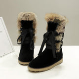 Real rabbit fur flat ankle boots - WOMONA.COM