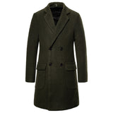 Men's double-breasted woolen trench coat - WOMONA.COM