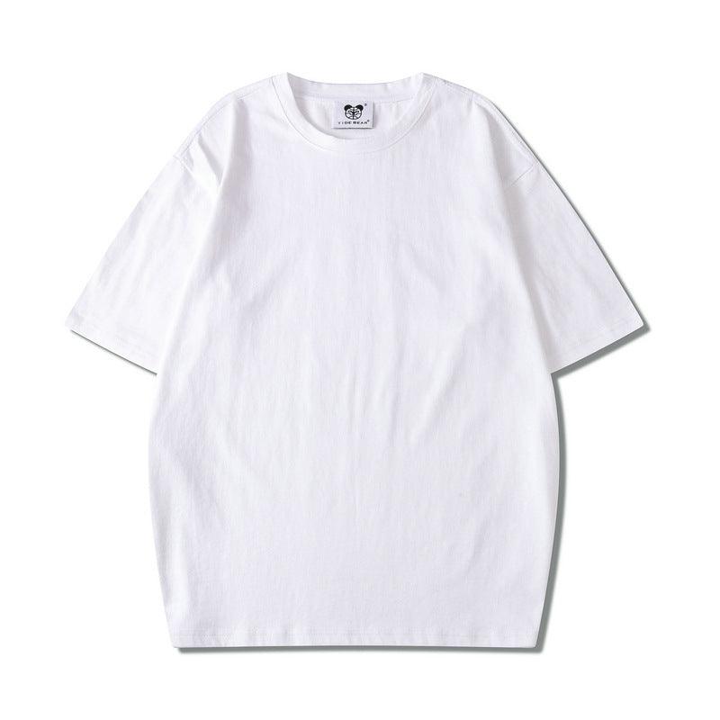 Men's white crewneck T-shirt with short sleeves