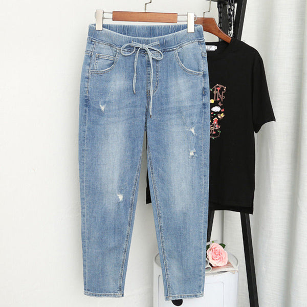Women's plus size loose jeans - WOMONA.COM