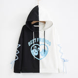 contrast color hooded top - WOMONA.COM