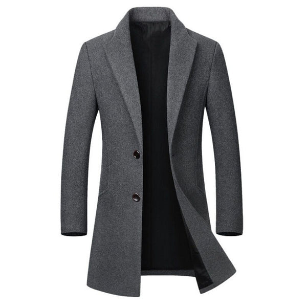 Men's long woolen trench coat - WOMONA.COM