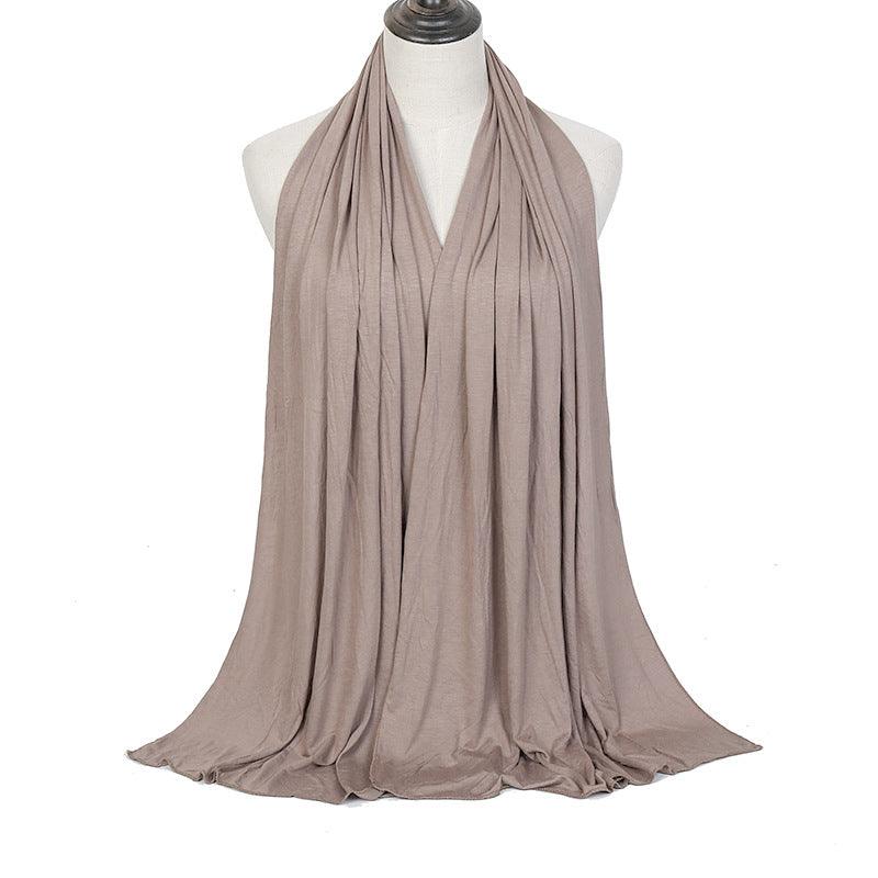 Mercerized cotton ladies headscarf in khaki, draped pleats and soft flow