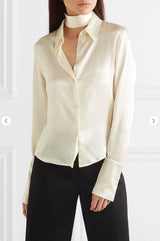 Slim Heavy Silk Shirt - WOMONA.COM