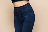 Faux Denim Jeans Leggings - WOMONA.COM