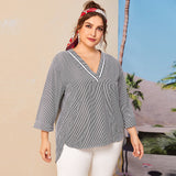 Plus size striped T-shirt - WOMONA.COM