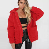Faux lambswool oversized jacket - WOMONA.COM