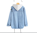 Two-piece denim hooded jacket - WOMONA.COM