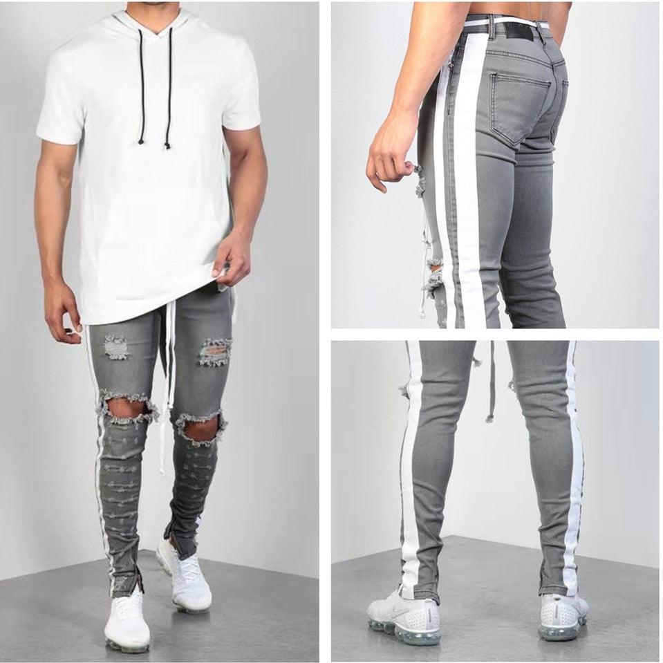 Broken strip jeans - WOMONA.COM