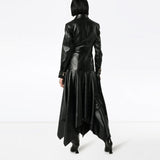Mid-length slim leather jacket - WOMONA.COM
